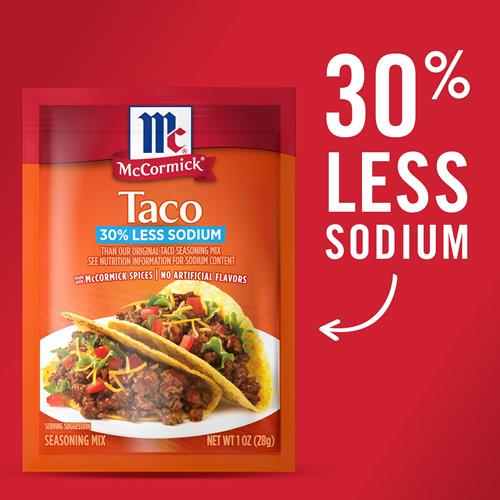Mccormick Taco Seasoning Mix, 30% Less Sodium, No Msg Added, No Artificial Flavors, For Tacos, Nachos, Fajitas And More, 1 Oz