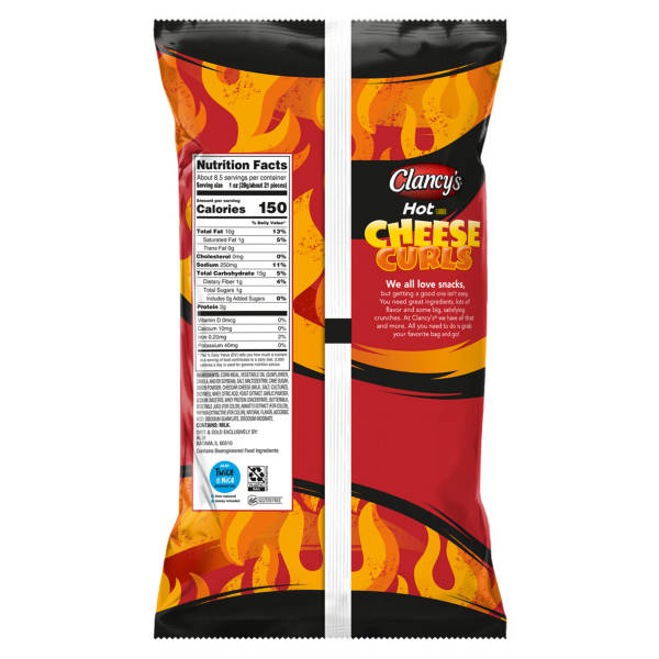 Clancy's Hot Flavored Cheese Curls, 8.5 oz