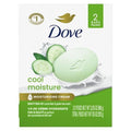 Dove Beauty Bar Soap Cool Moisture Cucumber & Green Tea Scent, 2 Bars For Refreshed Skin, Leaves Skin Refreshed 3.75 Oz