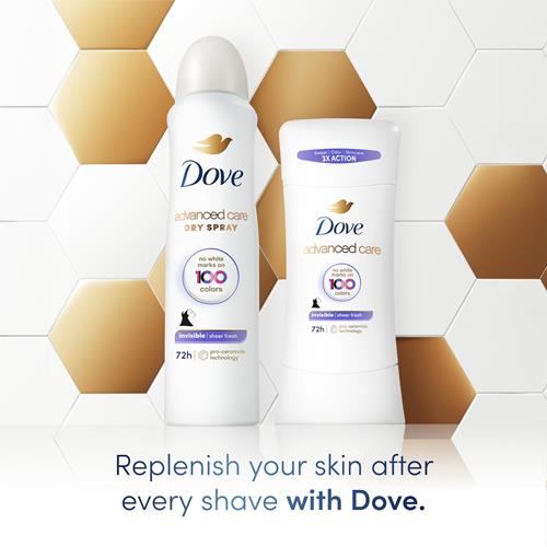 Dove Advanced Care Antiperspirant Deodorant Stick Sheer Fresh For Soft, Resilient Skin, With No White Marks & 72-Hour Sweat & Odor Protection, 2.6 Oz