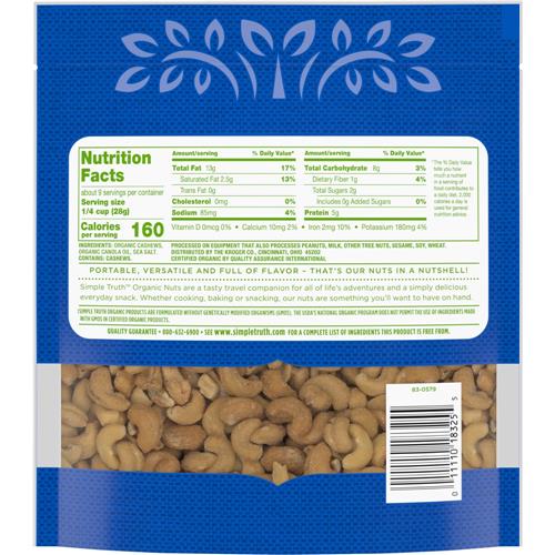 Simple Truth Organic Sea Salt Roasted Cashews 10 oz