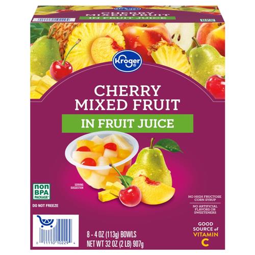 Kroger Cherry Mixed Fruit Cups in 100% Juice 8 ct / 4 oz