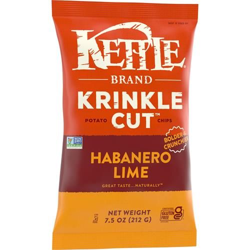 Kettle Brand Potato Chips Krinkle Cut Habanero Lime Kettle Chips, 7.5 Oz
