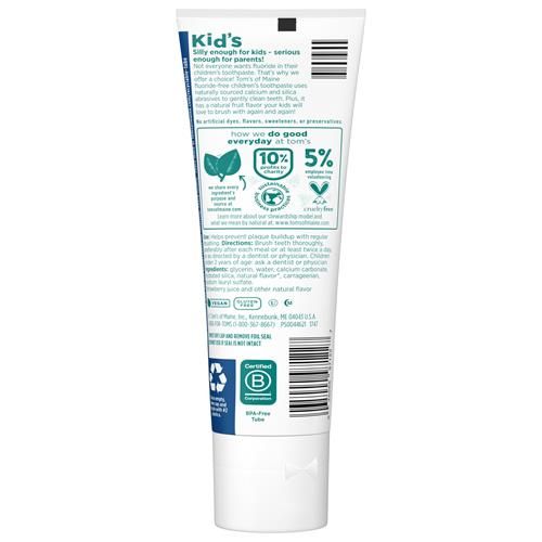 Toms Of Maine Natural Kids Fluoride Free Toothpaste, Silly Strawberry, 5.1 Oz. (Back In Original Formula)