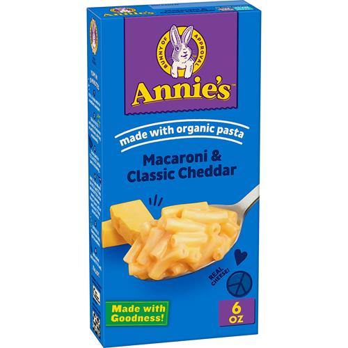 Annies Macaroni And Classic Cheddar With Organic Pasta, Made With Real Cheese, Dinner Side Or Snack, 6 Oz