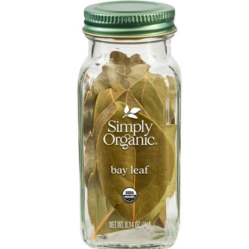 Simply Organic Whole Bay Leaf, 0.14 Ounce Glass Jar, Kosher, Sweet, Earthy Aroma, No Eto, Non Gmo