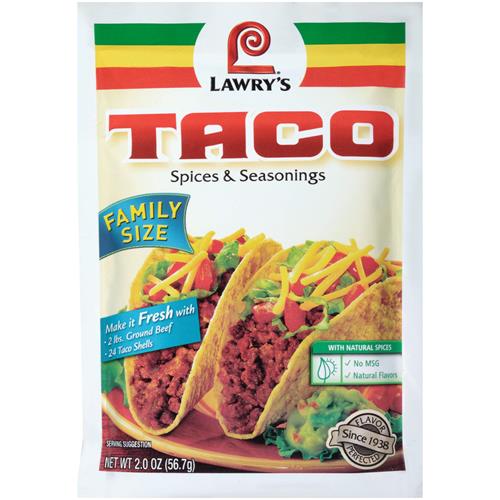 Lawrys Family Size Taco Spices & Seasonings Mix, 2 Oz