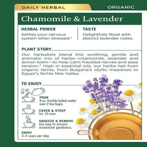 Traditional Medicinals Organic Chamomile With Lavender Herbal Tea, 16 Tea Bags (Pack Of 1)