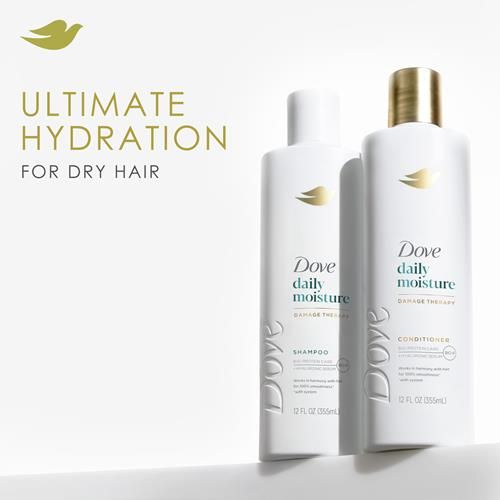 Dove Conditioner Daily Moisture Damage Therapy For Dry Hair With Bio-Protein Care Technology And Hyaluronic Serum 12 Fl Oz