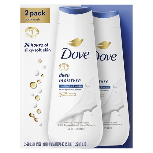 Dove Body Wash Deep Moisture 2 Count For Dry Skin Moisturizing Skin Cleanser With 24Hr Renewing Micromoisture Nourishes The Driest Skin 20 Oz