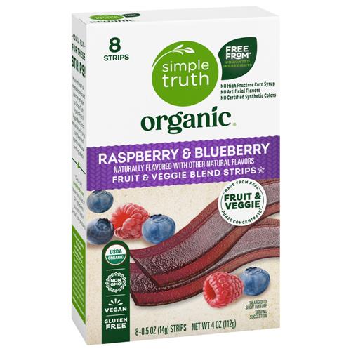 Simple Truth Organic Raspberry & Blueberry Fruit & Veggie Strips 8 ct / 0.5 oz