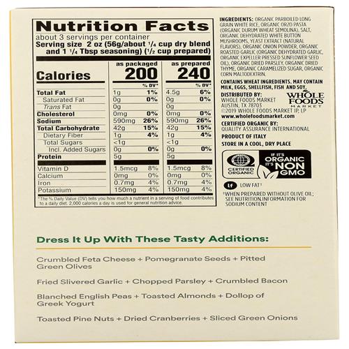 Whole Foods Market Organic Mushroom And Herb Rice Pilaf, 6 Oz