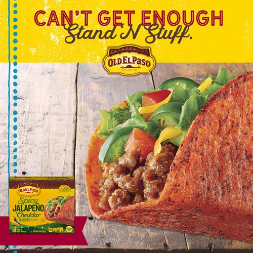 Old El Paso Spicy Jalapeño Cheddar Flavored Stand N Stuff Taco Shells, Gluten Free, 5.4 Oz.