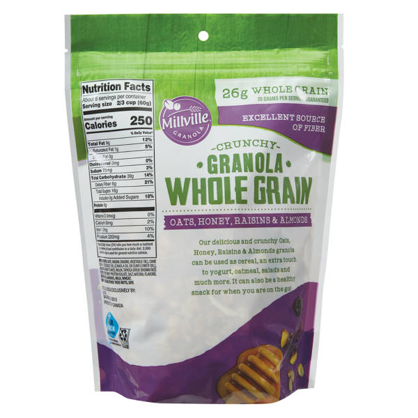 Millville Whole Grain Oats, Raisins, Almonds and Honey Crunchy Granola, 14 oz