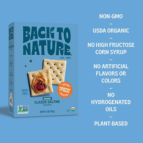 Back To Nature - Organic Saltine Crackers - Real Ingredients Like Wheat Flour & Sea Salt - Non-Gmo - 5.5 Ounce