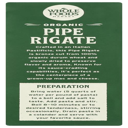 Whole Foods Market, Organic Pipe Rigate, 16 Oz
