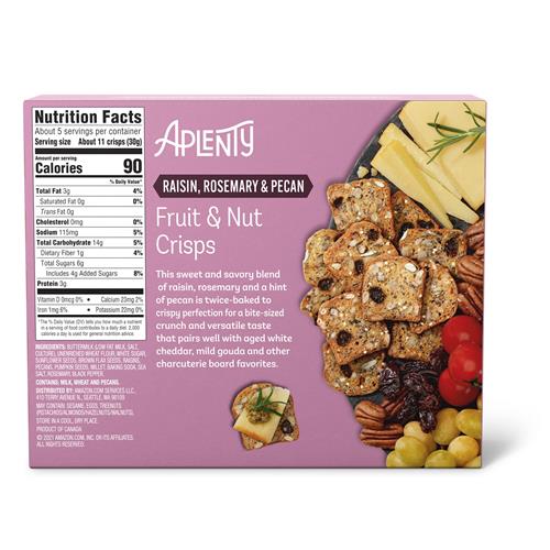 Aplenty Raisin, Rosemary And Pecan Fruit & Nut Crisps, 5.3 Oz