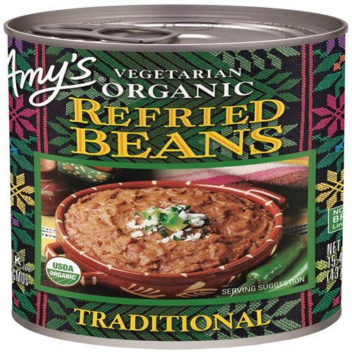 Amys Organic Refried Beans Canned, Traditional Refried Beans, Vegan Gluten Free And Vegetarian, 15.4 Oz