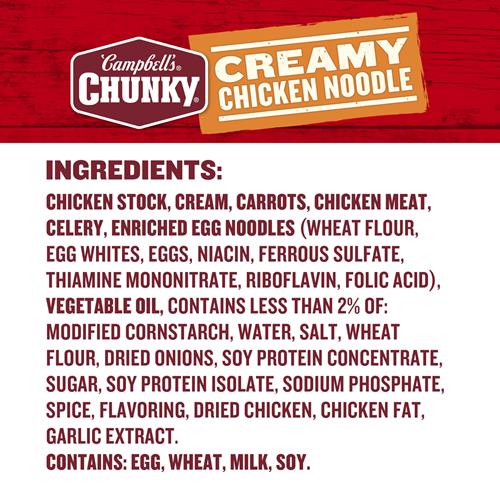 Campbells Chunky Soup, Creamy Chicken Noodle Soup, 18.8 Oz Can