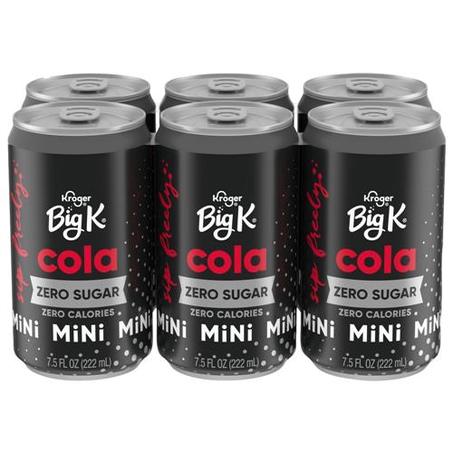 Kroger Big K Zero Sugar Mini Cola Cans 6 pk / 7.5 fl oz