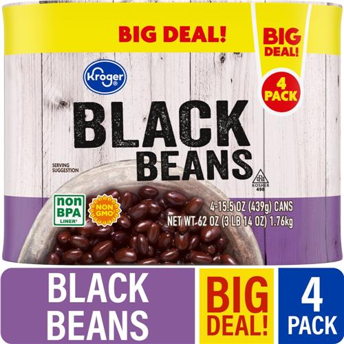 Kroger Black Beans 4 ct / 15.5 oz