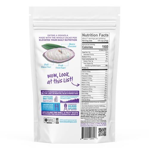 Blue Stripes Peanut Butter Banana Whole Cacao Granola, 8 Oz