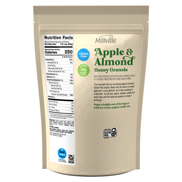 Millville Gluten Free Apple & Almond Honey Granola, 12 oz