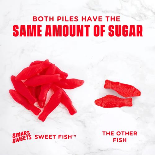Smartsweets , Sweet Fish, Candy With Low Sugar (3G), Plant-Based, Free From Sugar Alcohols, 1.8 Oz, Berry