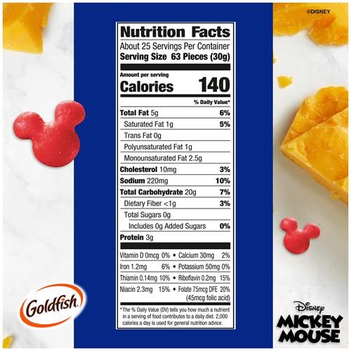 Goldfish Disney Mickey Mouse Cheddar Crackers, Snack Crackers, 27.3 Oz Carton
