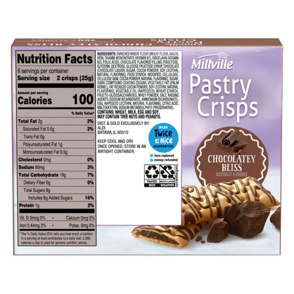 Millville Chocolate Pastry Crisps, 6 count