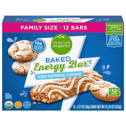 Simple Truth Organic Iced Oatmeal Cookie Baked Energy Bars 12 ct