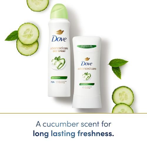 Dove Advanced Care Antiperspirant Deodorant Stick Cool Essentials For Helping Repair Skin Barrier After Shaving, With 72-Hour Sweat & Odor Protection, 2.6 Oz