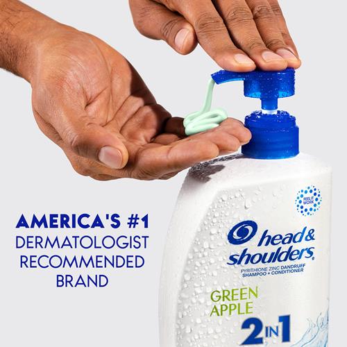 Head And Shoulders 2 In 1 Dandruff Shampoo And Conditioner, Anti-Dandruff Treatment, Green Apple For Daily Use, Paraben Free, 28.2 Oz