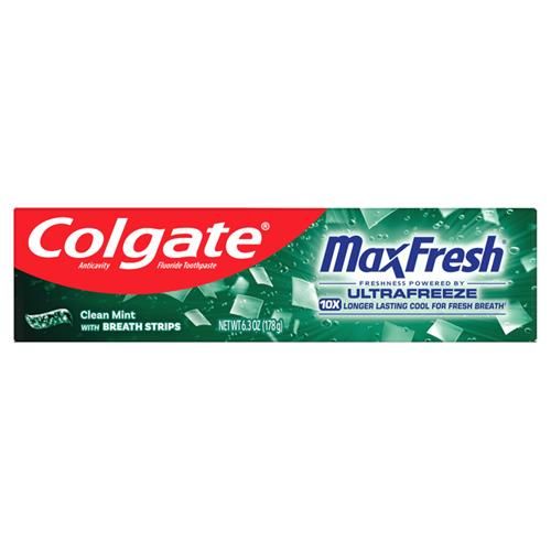 Colgate Max Fresh With Whitening Toothpaste With Mini Breath Strips, Clean Mint Toothpaste For Bad Breath, 6.3 Oz Tube