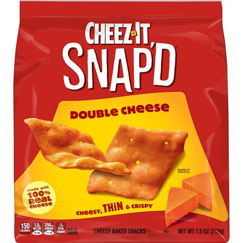Cheez-It Snapd Cheese Cracker Chips, Thin Crisps, Lunch Snacks, Double Cheese, 7.5Oz Bag (1 Bag)