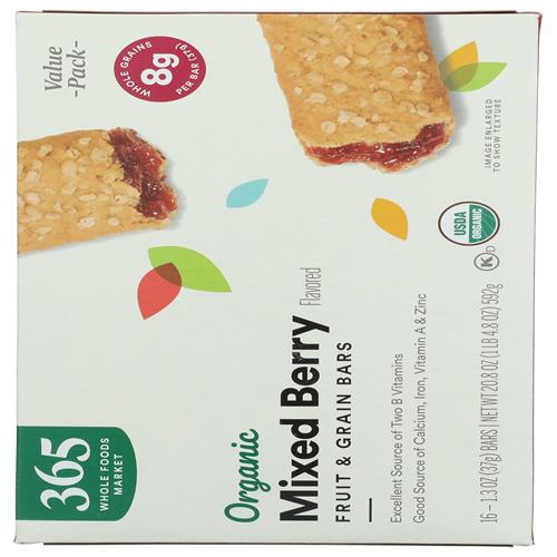 Whole Foods Market Organic Mixed Berry Fruit And Grain Bars, 20.8 Ounce, 16 Count