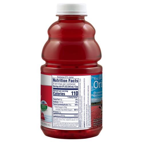 Ocean Spray Original Cranberry Juice Cocktail, 110 Calories Per Serving, 32 Ounce Bottle
