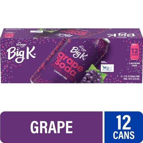 Big K Grape Caffeine Free Soda Cans 12 pk / 12 fl oz