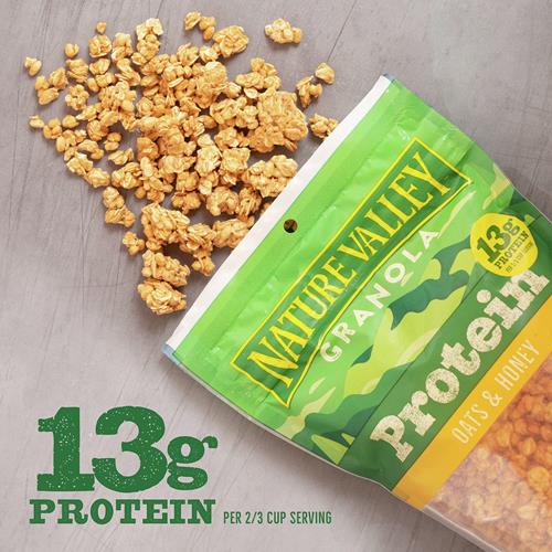Nature Valley Protein Granola, Oats And Honey Granola, Resealable Snack Pouch, 11 Oz
