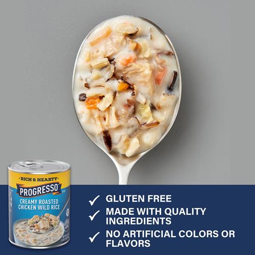 Progresso Rich & Hearty, Creamy Roasted Chicken Wild Rice Canned Soup, Gluten Free, 18.5 Oz.