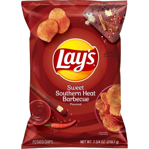 Lays Sweet Southern Heat Barbecue Flavored Potato Chips, 7.75 Oz