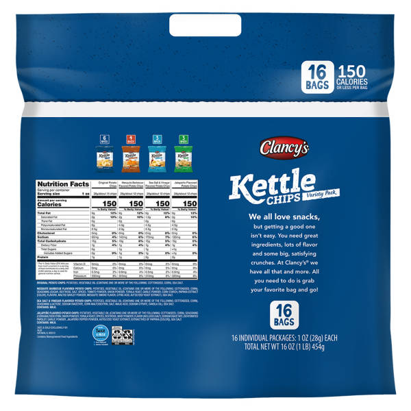 Clancy's Kettle Variety Pack Potato Chips, 16 count - 16 oz.