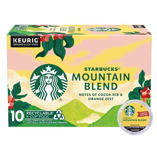 Starbucks K-Cup Coffee Pods, Medium Light Roast Coffee, Mountain Blend For Keurig Coffee Makers, 100% Arabica, Limited Edition, 1 Box (10 Pods)