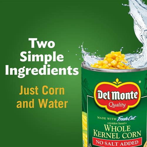 Del Monte Canned Golden Sweet Whole Kernel Corn No Salt Added, 15.25 Oz