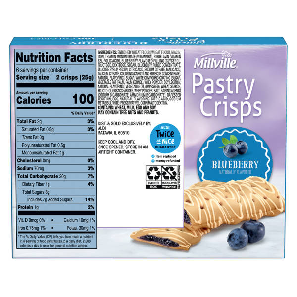 Millville Blueberry Pastry Crisps, 6 count