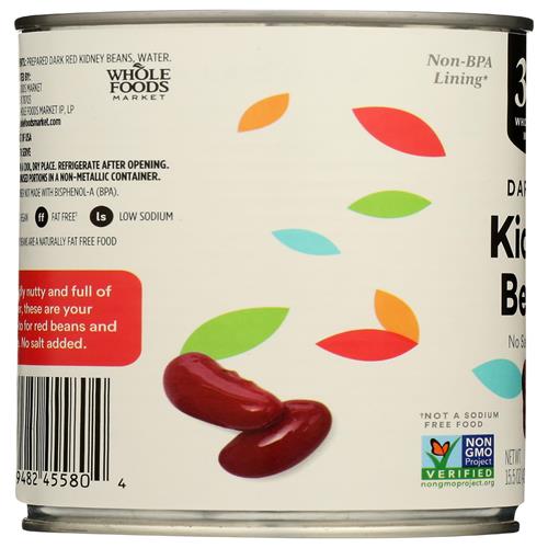 Whole Foods Market, Dark Red Kidney Beans No Salt Added, 15.5 Oz