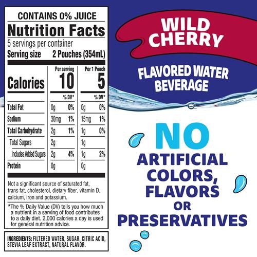 Capri Sun Roarin Waters Wild Cherry Flavored With Other Natural Flavor Water Beverage, 10 Ct Box, 6 Fl Oz Drink Pouches