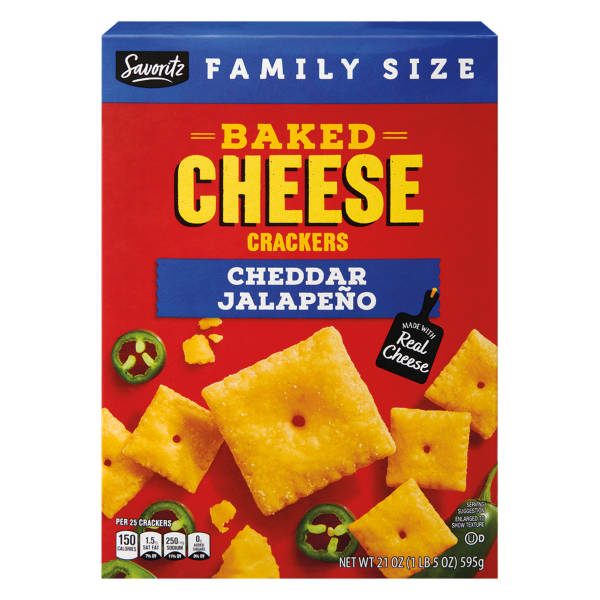 Savoritz Family Size Baked Cheddar Jalapeno Crackers, 21 oz