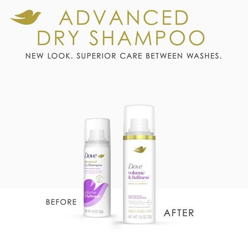 Dove Advanced Dry Shampoo Volume & Fullness Refresh & Revive Flat Hair Without Water For 2 Days Of Freshness & Bounce 1.15 Oz