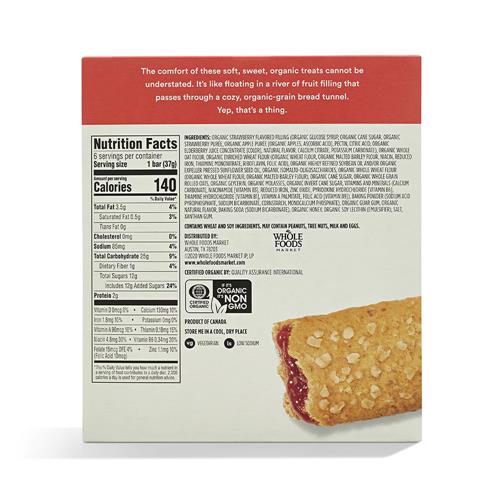 Whole Foods Market Organic Strawberry Cereal Bar 6 Count, 7.8 Oz